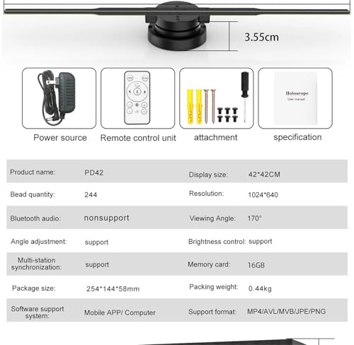 42CM WiFi 3D Hologram Projector Fan Remote Control 3D led Projector Display Player Holographic Advertising