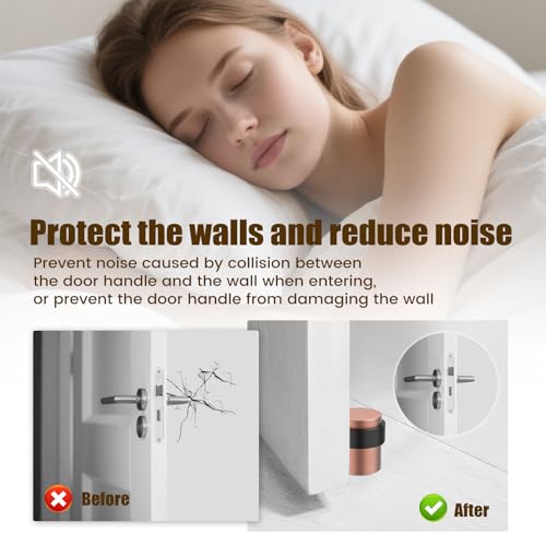 RINJUN 10 Pack ​Antique Copper Door Stoppers for Floor Mounting， Door Stopper Heavy Duty，304 Stainless Steel Cylindrical Made with Rubber Bumper，Floor Mount Door Holder Keep Door Open