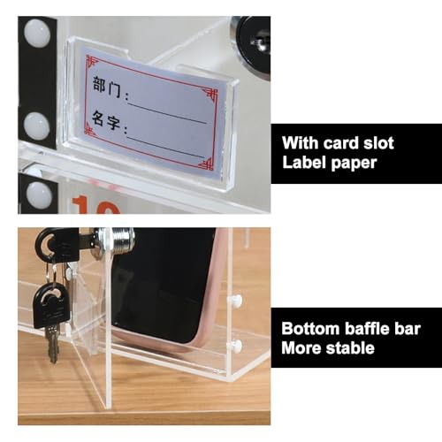LLZJDDPLY Cell Phone Locker, Cell Phone Lock Box, Acrylic Cell Phone Storage Locker for Employees Office(10)