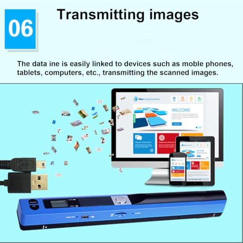 Document Scanner, Portable A4 Document Scanner with 300/600/900 Dpi Resolution, Jpg/pdf, LCD Screen for Mobile Office Green