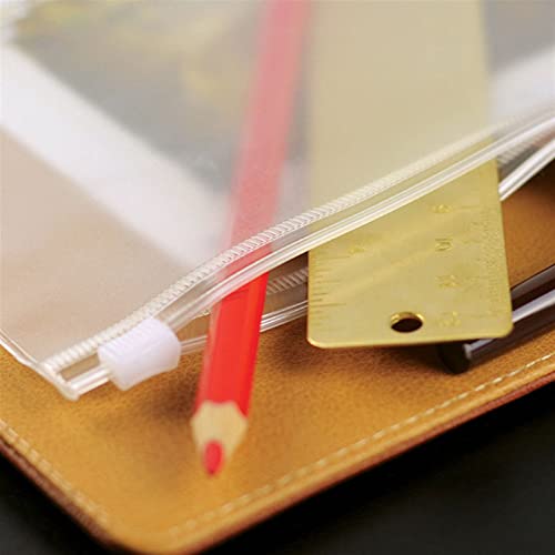 Filing Envelopes 5pcs A5 A6 A7 File Holder Standard Transparent PVC Loose Leaf Pouch with Self-Styled Zipper Filing Organizer Product Binder Plastic Folders (Color : A7)