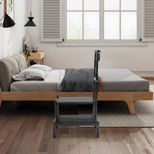 2-Step Step Stool with High Handle, 21 Inch, Black,for Reaching High Places