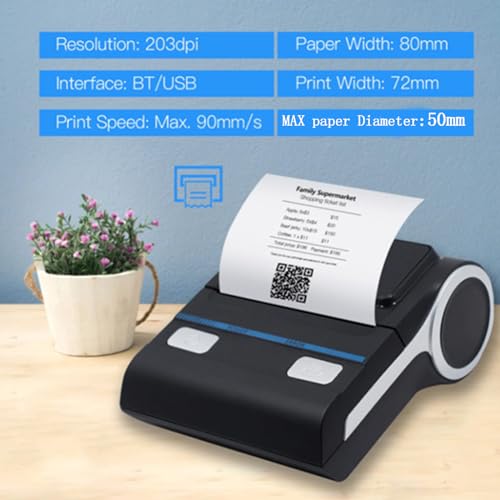 IS NOT compatible with iphone/ipad/MAC,80mm bluetooth portable thermal receipt printer,only compatible with android/Windows,3 inch Ticket wireless android bill invoice printer for small business