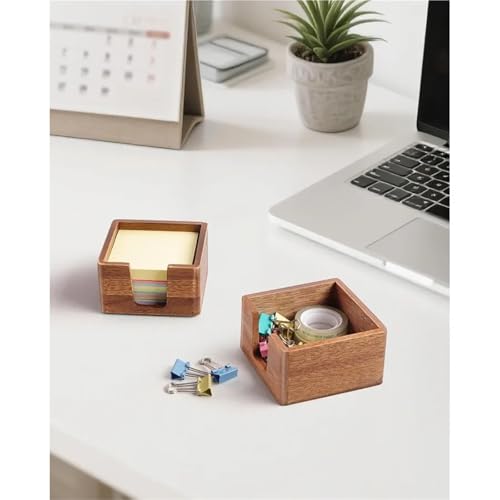Acacia Wood Sticky Note Holder 3-Pack Desk Memo Pad Dispenser Organizer