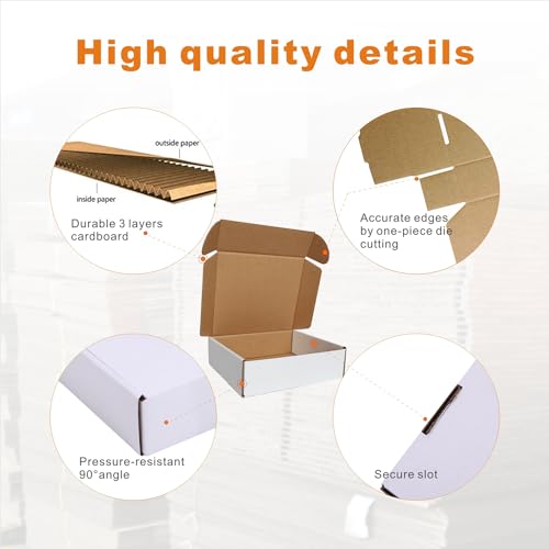 CH-BOX 250 Pack 7x6x2'' Small Shipping Boxes, Corrugated Cardboard Mailers for Business, White (CM762-250)