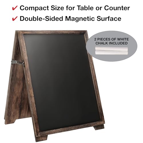Excello Global Products 13" x 17" Wooden A-Frame Chalkboard, Double-Sided Magnetic Surface, Great for Counters and Tables.