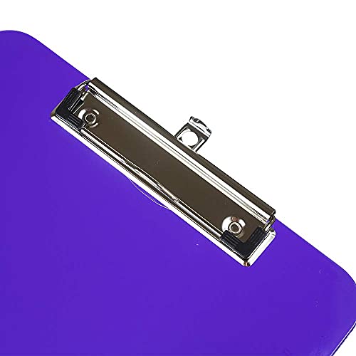 JAM PAPER Plastic Clipboards with Low Profile Metal Clip - Letter Size (9 x 12.5) - Violet Purple - 12 Clip Boards/Pack