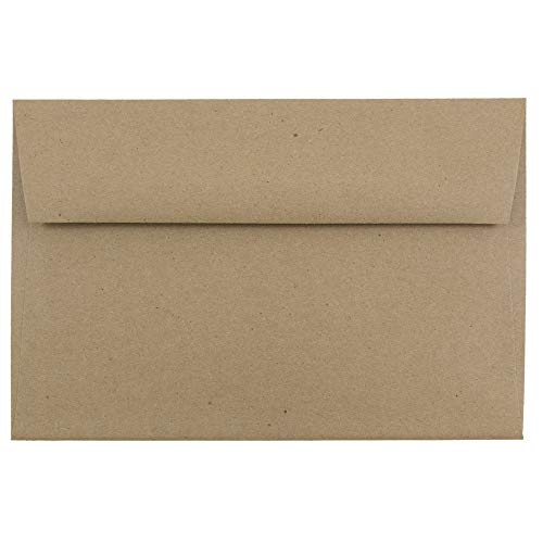 JAM PAPER A9 Premium Invitation Envelopes - 5 3/4 x 8 3/4 - Brown Kraft Paper Bag - Bulk 500/Box