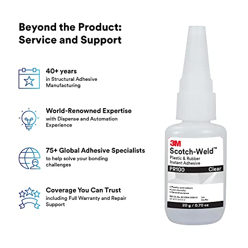 3M Scotch-Weld Plastic & Rubber Instant Adhesive PR100, Clear, 20 Gram