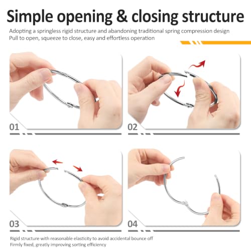 200 Pcs Binder Rings 3 Sizes (1in 1.5in 2in) for Index Cards Keychains