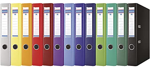 Donau Binder Lever Arch File/Folder Slim Pack of 10 / DIN A4 / 5 cm / 10 Pieces/Purple/Plastic Cover PP/Cardboard Paper
