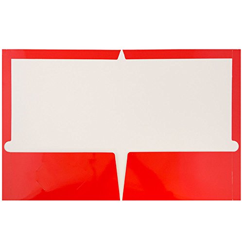 JAM PAPER Laminated Two Pocket Glossy School Folders - Letter Size - High Gloss Red - Bulk 100/Box