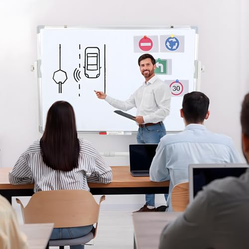 Mobile Whiteboard with Stand 36"x 24" Portable Magnetic Dry Erase Board on Wheels Included 12 Magnets, 5 Markers & 1 Eraser