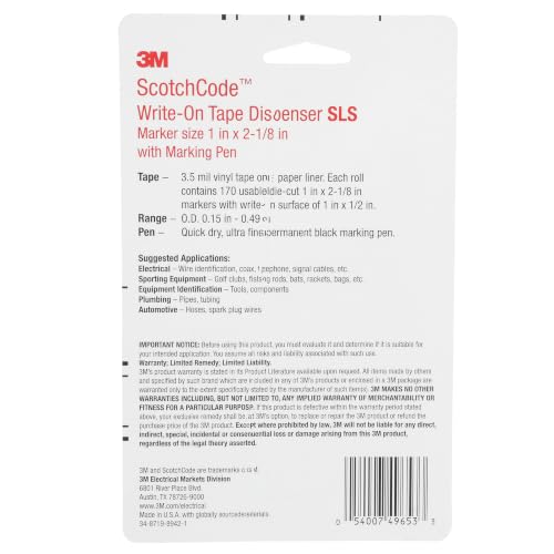 3M ScotchCode Wire Marker Write-On Dispenser with Tape and Pen SLS