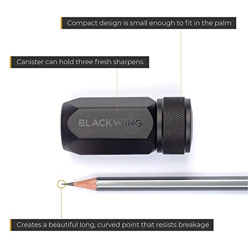 Blackwing One-Step Long Point Pencil Sharpener, German Steel Blade, Black