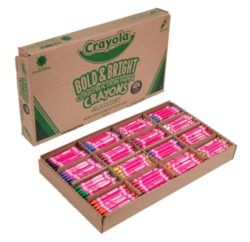 Crayola Construction Paper Crayons Classpack, Bulk Assorted School Supplies, 16 Colors, 400/Set (Packaging May Vary)
