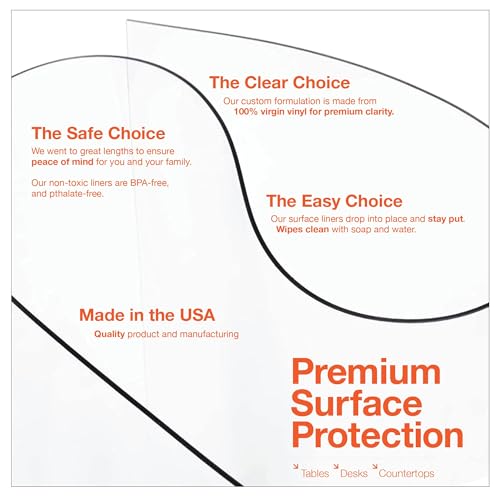 ExactMade - Clear Table Protector, USA Made, Safe, 42 x 96 Inch, 2mm Thick Ultra Smooth Vinyl, Custom Size Clear Tablecloth Protector, Table Cover for Kitchen Wood Grain