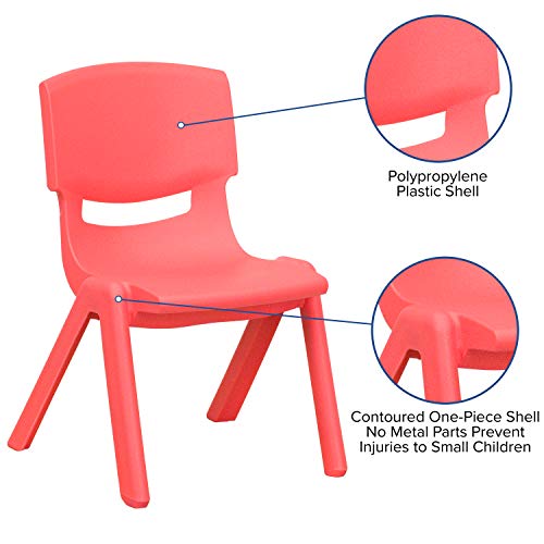 Flash Furniture Whitney 2 Pack Red Plastic Stackable School Chair with 10.5'' Seat Height