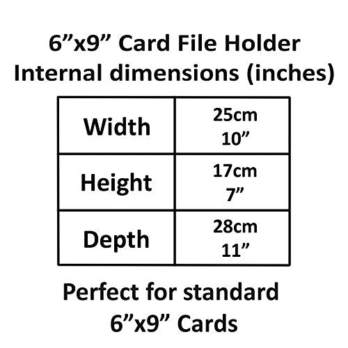 Acrimet 6 x 9 Card File Holder Organizer Box Metal Base Heavy Duty (AZ Index Cards and Divider Included) (White Color with Crystal Plastic Lid Cover)