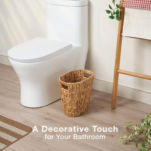84ECO 2-Pack 3 Gallon Wicker Trash Cans – Rattan Trash Can - Wicker Waste Basket for Bathroom, Bedroom, Office - Decorative Waste Basket (Natural Hyacinth)