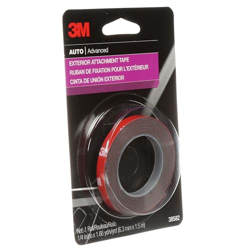 3M Auto Exterior Attachment Tape, 1/4 in x 5 ft, Heavy Duty Double-Sided Automotive Tape for Car Trim, Moldings, Emblems, and Badges (Pack of 24, 38582)