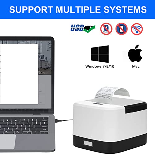 LENVII LV-R258 58MM POS Thermal Printer, USB and LAN Ports, Compatible with Windows and Mac, Suitable for Retail/Supermarket/Kitchen/Clothing Stores