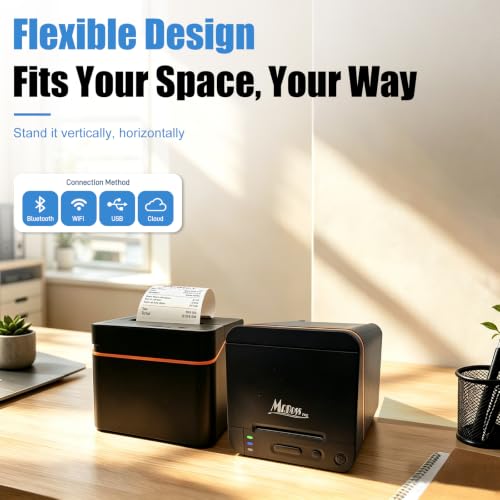 MR.BOSS 2" 1/4 Cloud Thermal Receipt Printer for iOS Sharepay iPOS Software Cash Register Printer iPad iPhone WiFi USB Bluetooth Connection for Supermarket Restaurant Retail