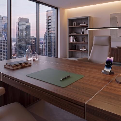 DACASSO Leather Desk Pad Without Side Rails - Luxury Leather Desk Blotter for Writing - Executive Desk Surface Protector - (Dark Green, 22" x 14")