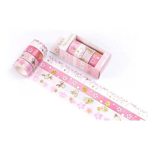 UOHLCX Starry Sky Cherry Blossoms Washi Tape Set Adhesive DIY Scrapbooking Sticker Label