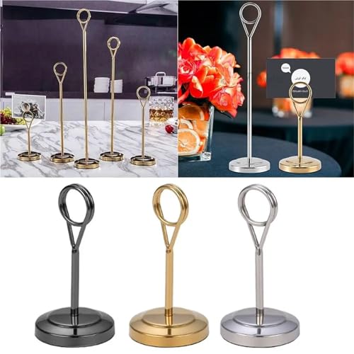 Round Memo Clip Holder for Desk, 6/12 Pack Stainless Steel Photo Card Stand