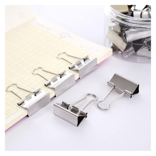 Paper Clips，Bulldog Clips， 100Pcs Binder Clips, Silver Long Tail Clip Office Stainless Steel Stationery, 15Mm Paper Binder Clamps, Photo Document Clip, Bill Office Data Clip Office Stationary