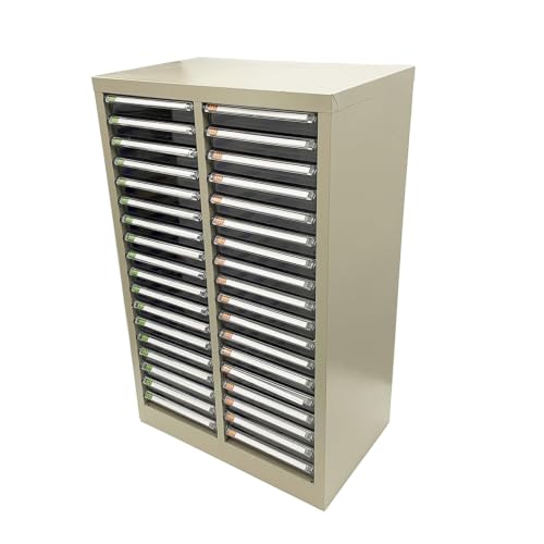 JARYANNIX File Cabinet with Label Transparent Drawers 36 Small Drawers Document Filing Steel Storage Organizer with Curved Handles and Label for Small Parts Office Business Use