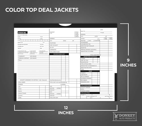 Printed Color Top Detailed Deal Jackets (100 per pack) - Vehicle Dealer Envelopes (Black)