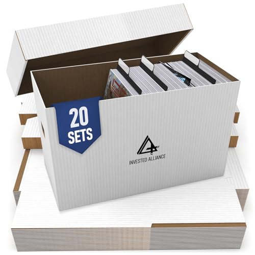 Invested Alliance Premium Short Comic Book Storage Box Organizer with Lid | Thick Cardboard Comic Storage Box For Collectibles Fits 150-175 Current/Silver Age, Heavy Duty & Stackable.