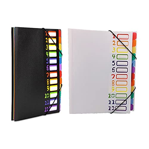 Filing Envelopes 12 in Multi-Page Classification Folder Holder Storage Bag A4 File Sorter Helper Plastic Folders (Color : BK)