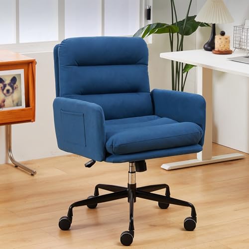 QOYBGJDD Computer Chair, Luxury Executive Office Chair, Commercial Nail Salon Chair, Comfortable Seating, Smooth Movement, Easy to Install, Ideal for Work, Meditation and Grooming(Blue)