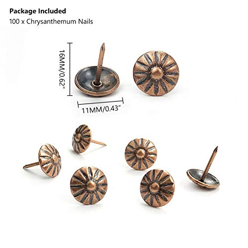 100 Brass Upholstery Tacks Furniture Stud Push Pins