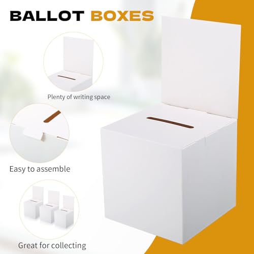 100 Pcs Raffle Boxes Bulk Ballot, Suggestion Donation, Fundraising, Raffle Ticket Card Box with Slot, Removable Header, Voting Box for Auction, Charity, Contest (100)