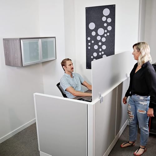 OBEX Acrylic Mounted Small Brackets Quality Desk Privacy Panel & Divider for Your Office Cubicle-Increase Separation & Improve Productivity, 12" x 42", Frosted