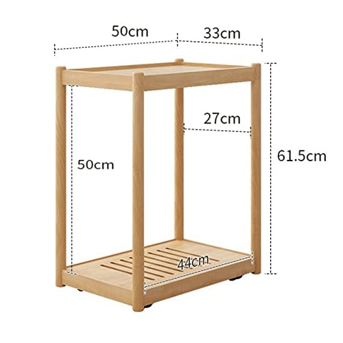 VHDY85KA Office 2-Tier PC Tower Stand, Mobile CPU Stand Holder with Invisible Casters Wheels, Wooden Rolling PC Case Floor Stand Fit Most PC Case Accessories(Brown,Small)