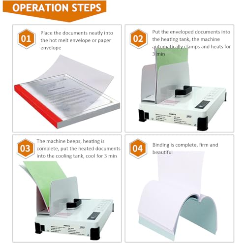 Naturalpowev Thermal Book Binding Machine, 500 Sheets Capacity, 3 Levels Time Setting, Electric Binding Machine for Business Document Office School Booklet Book Repairing