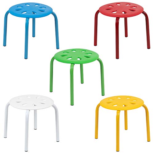 Flash Furniture 11.5" Steel Nesting Stack Stools, Assorted, 5-Pack