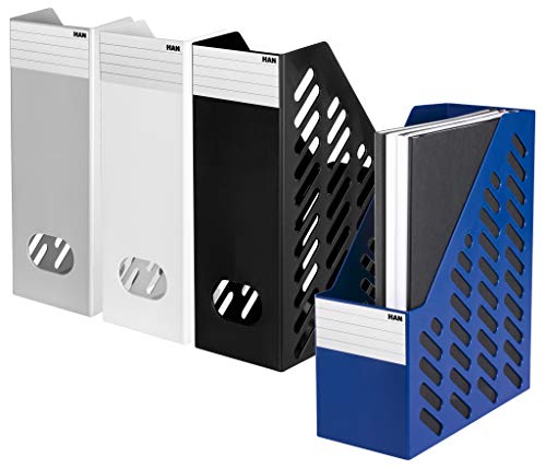 HAN 1603-11, Klassik XXL Magazine File. High-Quality, Sturdy, Stable and Stylish, with Label, Pack of 2, Light-Grey
