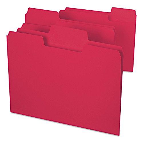 Smead 11983 SuperTab Colored File Folders 1/3 Cut Letter Red 100/Box