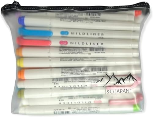 Zebra Mildliner Soft Color Double-Sided Highlighter Pens 40 Full Color Assorted with Sarasa Clip Pen Black 0.5mm and Original Vinyl Pen Case