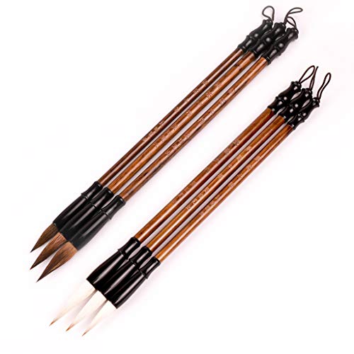 HBJWOV 6pcs/Set Memory Wooden Writing Brushes Pen Traditional Ink Calligraphy Set for Painting Drawing Festival Couplets