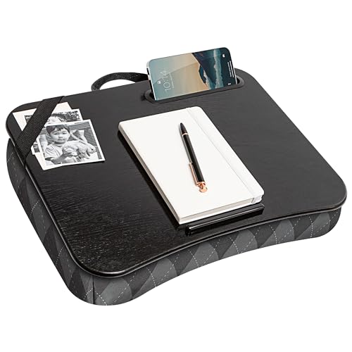 LAPGEAR Designer Lap Desk – Gray Argyle, Fits 15.6” Laptops