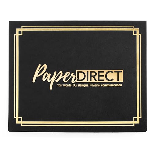 PaperDirect Foil Elegance Custom Certificate Jackets, Black, Double Gold Embossed Foil, Personalized Certificate Holders, Schools, Businesses, Awards, Diplomas & Professional Recognition, 50 Count