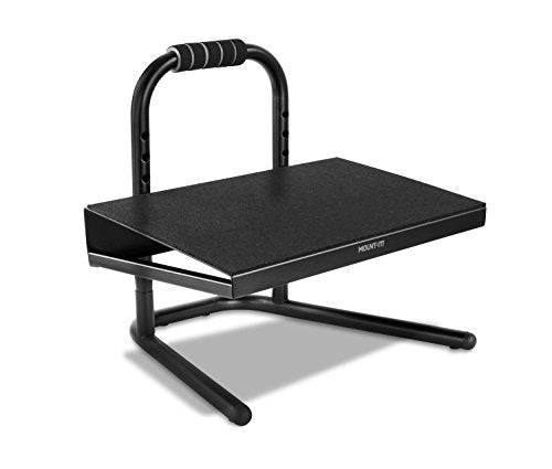 Mount-It! Height Adjustable Foot Rest for Standing and Sitting, Freestanding Under The Desk Footrest with Handle and Six Height Settings, Anti-Slip Padded Surface,Black