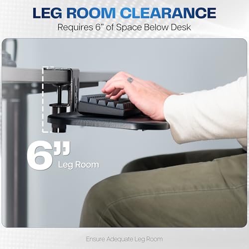VIVO Black Clamp-on 23 x 10 in Rotating Keyboard Tray, MOUNT-KB04CB